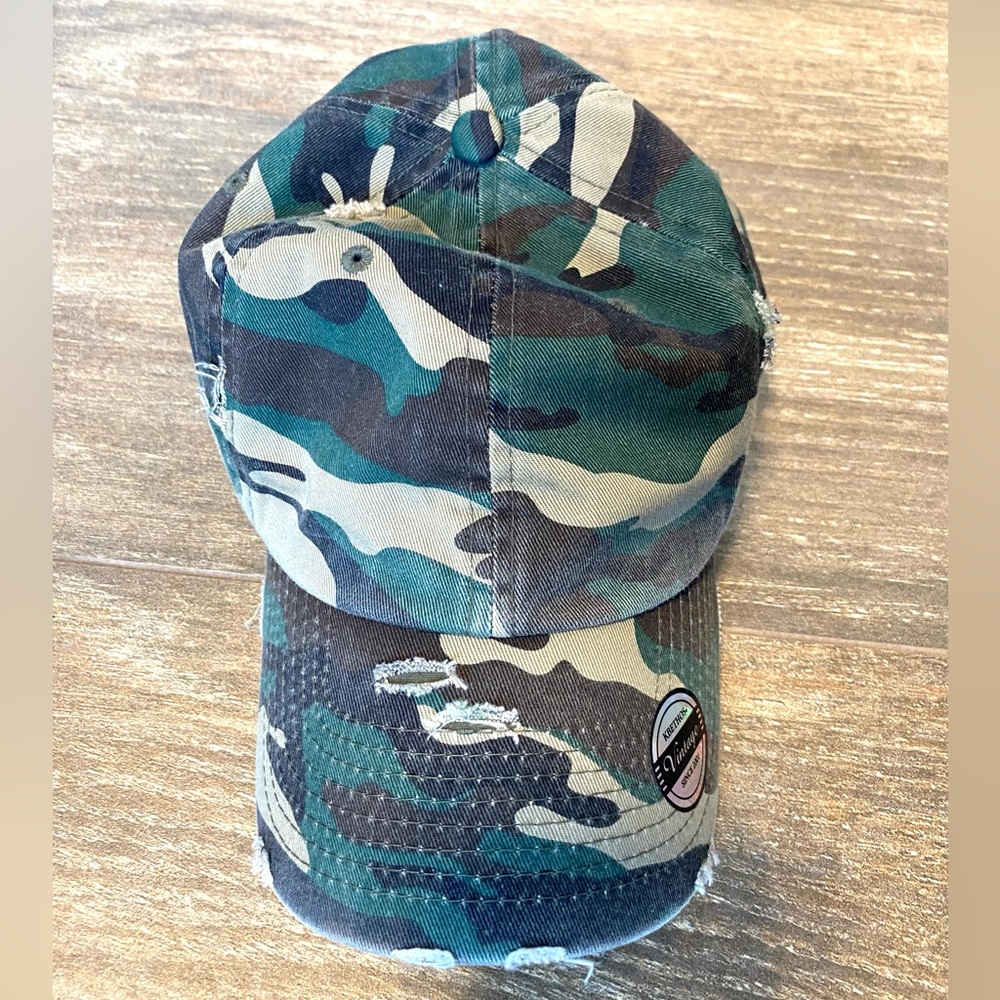 Brand New Distressed Camo Hat NWT
